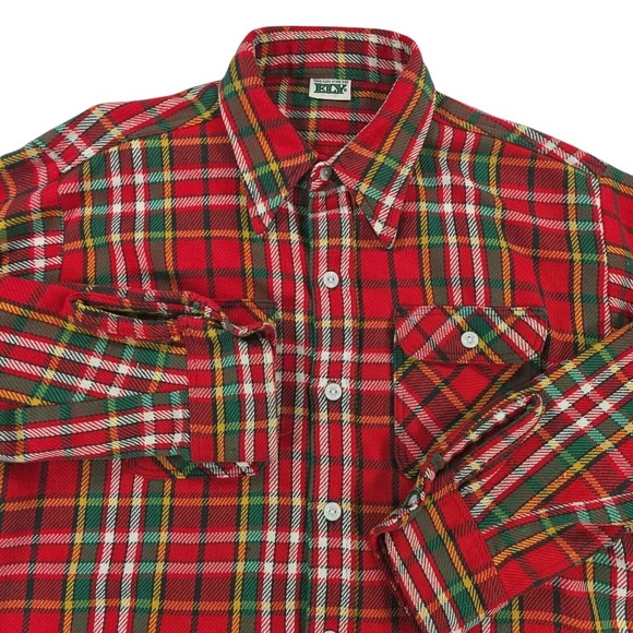 VTG ELY Flannel Shirt Mens L (16) Red Plaid Christmas Rancher Western Workwear - Picture 1 of 8